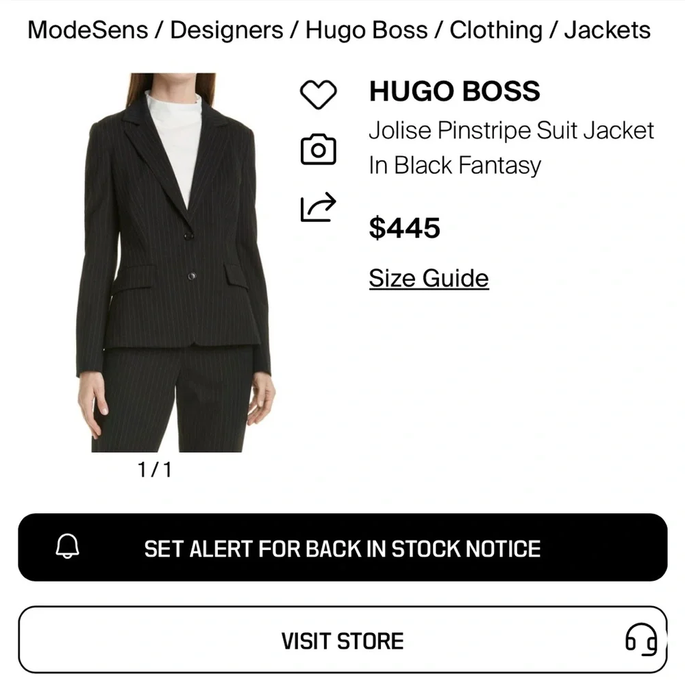 Hugo Boss Jolise Pinstripe Stretch Slim Leg Pant Suit